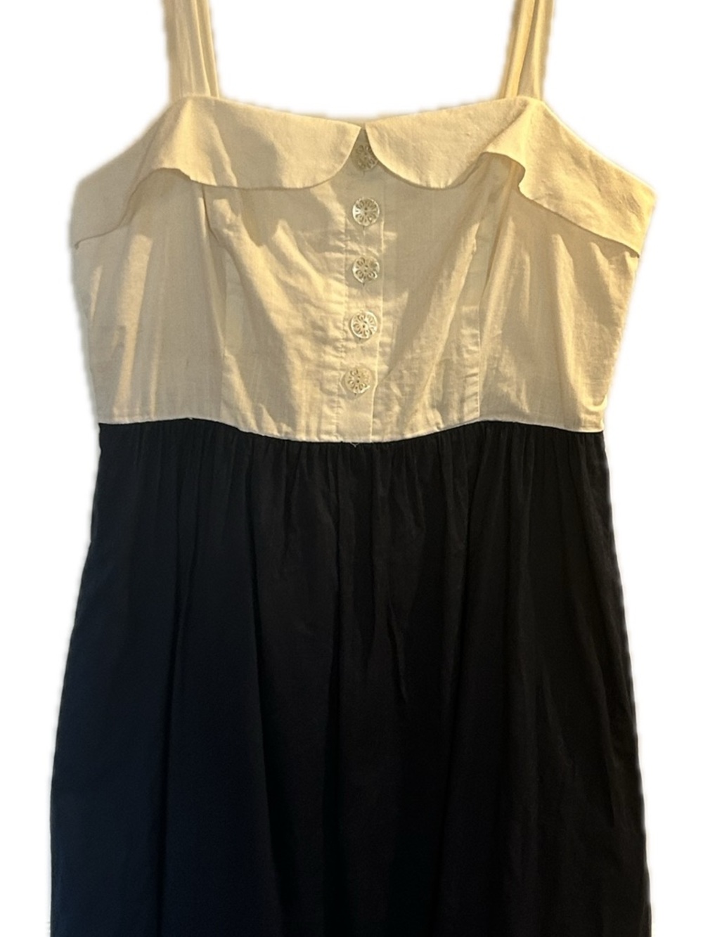 Anthropologie Maeve Vappu Dress in White and Navy, EUC